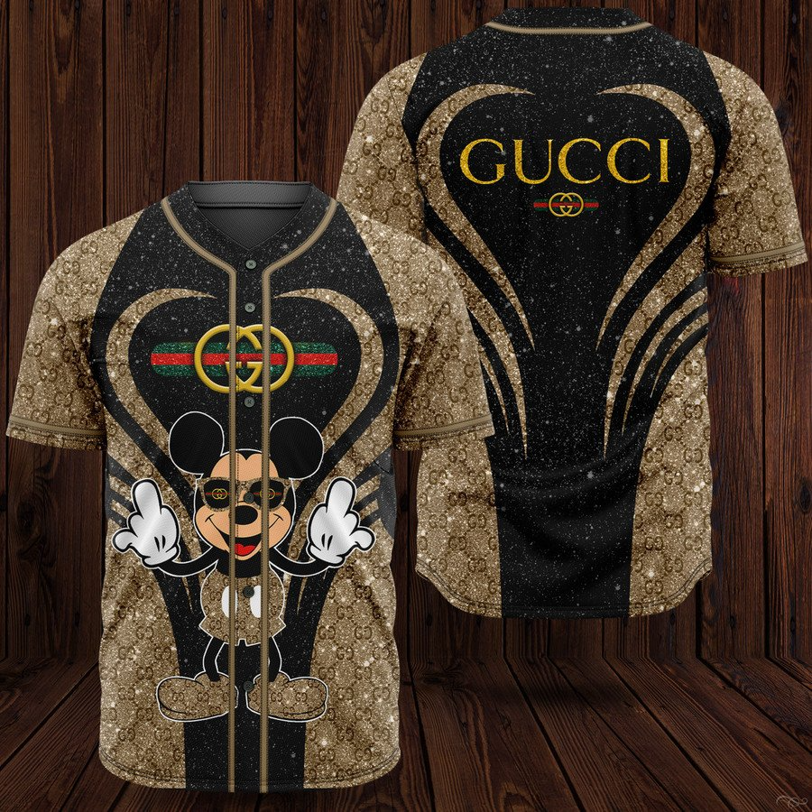 Gucci mickey mouse baseball jersey shirt luxury clothing clothes sport for men women hot 2023 Baseball Jersey Shirt