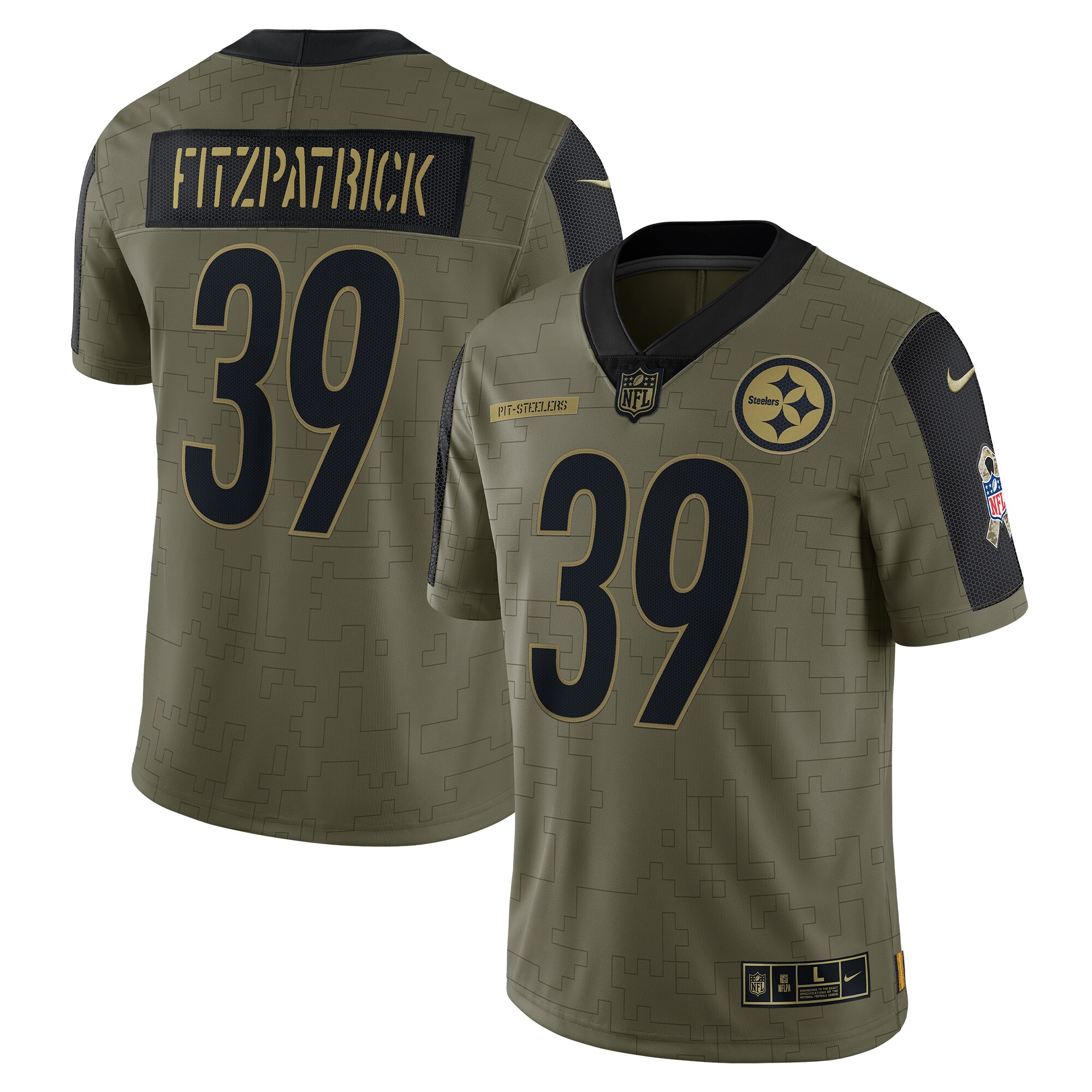 Minkah fitzpatrick pittsburgh steelers nike 2023 salute to service limited player jersey color olive  Baseball NFL Jersey Replica NFLFootball For Fans Sports