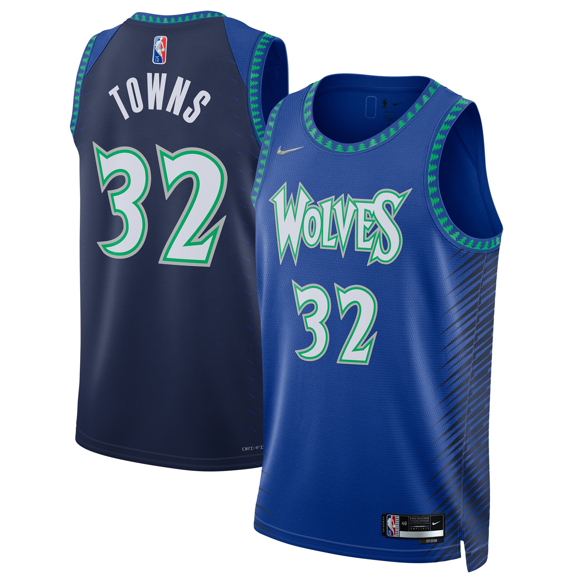 Karl-anthony towns minnesota timberwolves nike 2023/22 swingman jersey city edition blue Baseball NBA Jersey NBA Replica Basketball Sports Gift For Fans