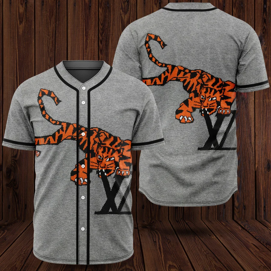 Louis vuitton tiger baseball jersey shirt lv luxury clothing clothes sport for men women hot 2023 Baseball Jersey Shirt