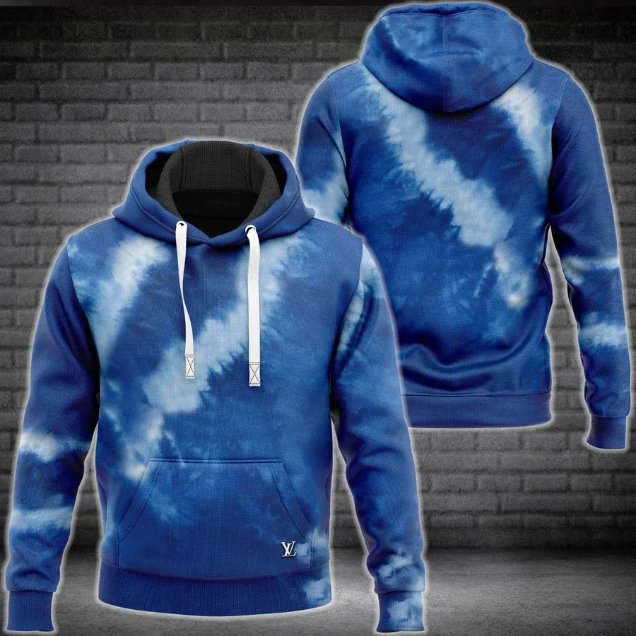 Louis vuitton dark blue luxury unisex premium hoodie luxury brand outfit for men women Hoodie 3D