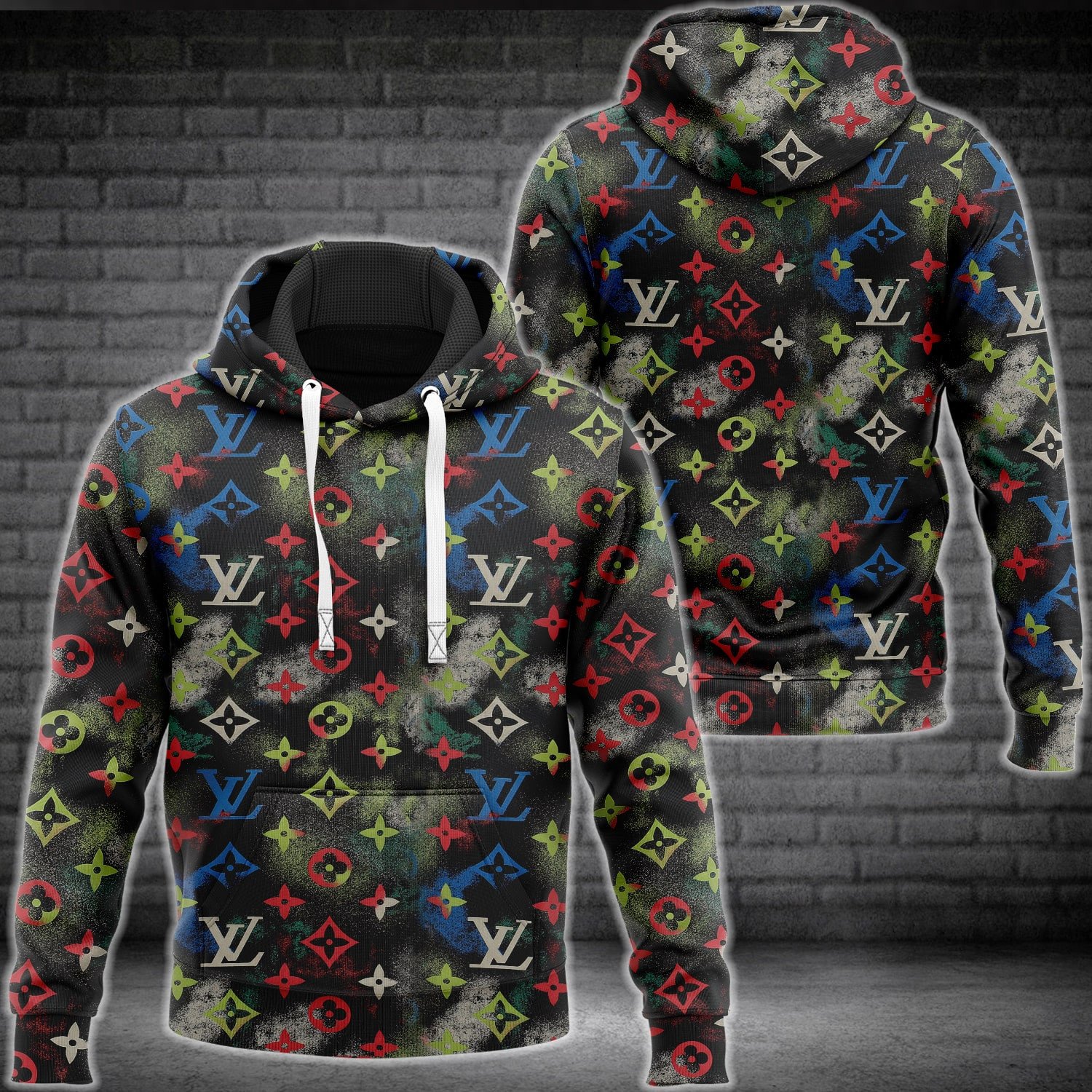Louis vuitton colorful hoodie sweatpants pants lv luxury clothing clothes outfit for men-59 Hoodie Long Pants 3D Set