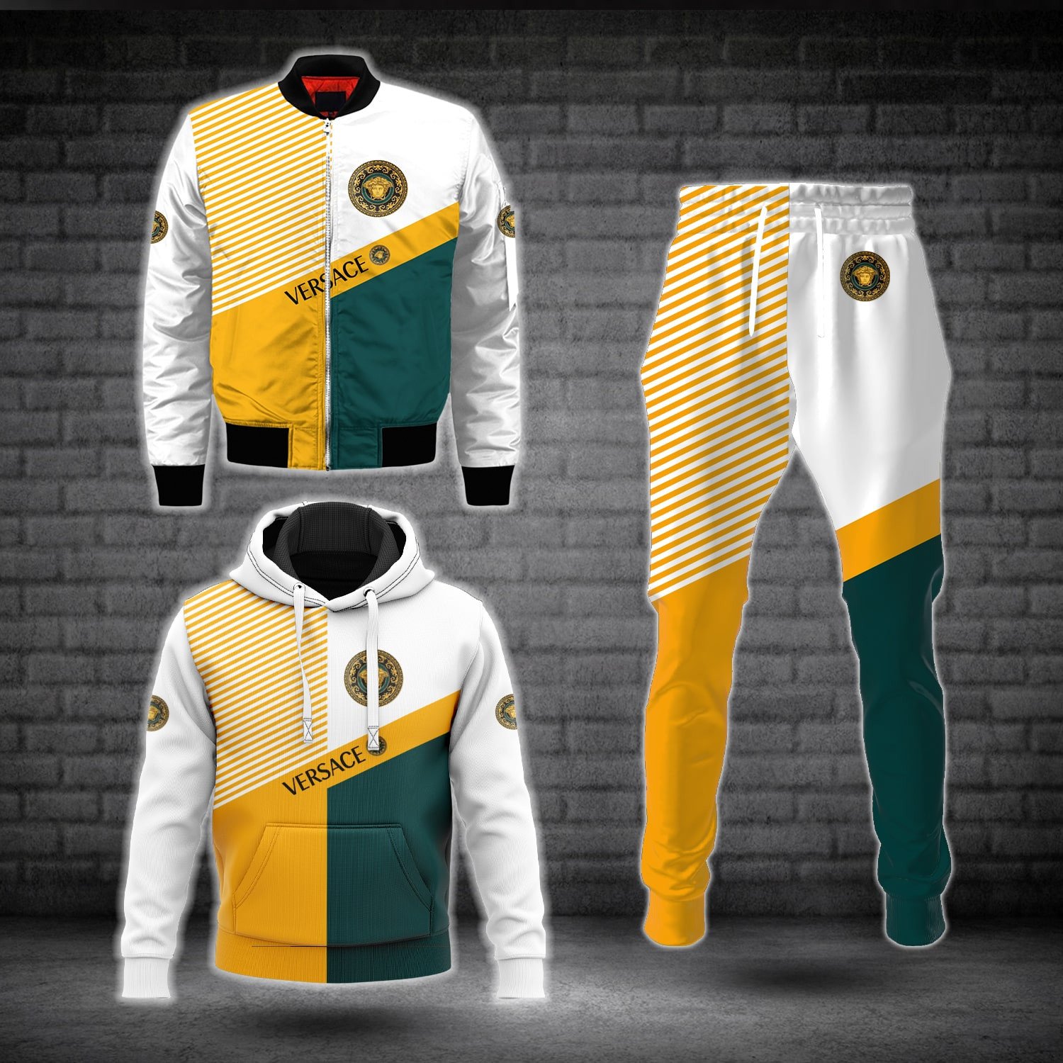 Gianni versace jacket hoodie sweatpants pants luxury clothing clothes outfit for men-4 Hoodie Long Pants 3D Set
