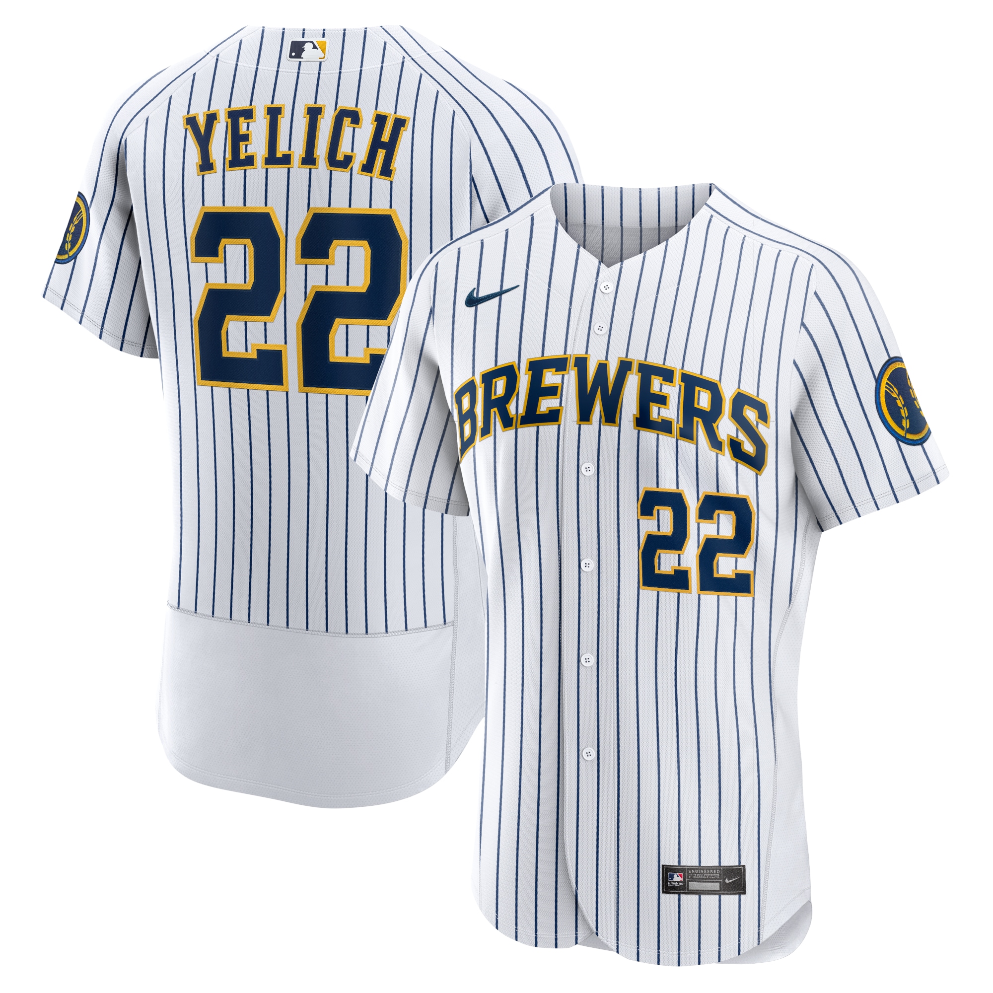 Christian yelich milwaukee brewers nike team alternate authentic player jersey color white  Baseball MLB Jersey MLB For Fans Baseball Sports Replica
