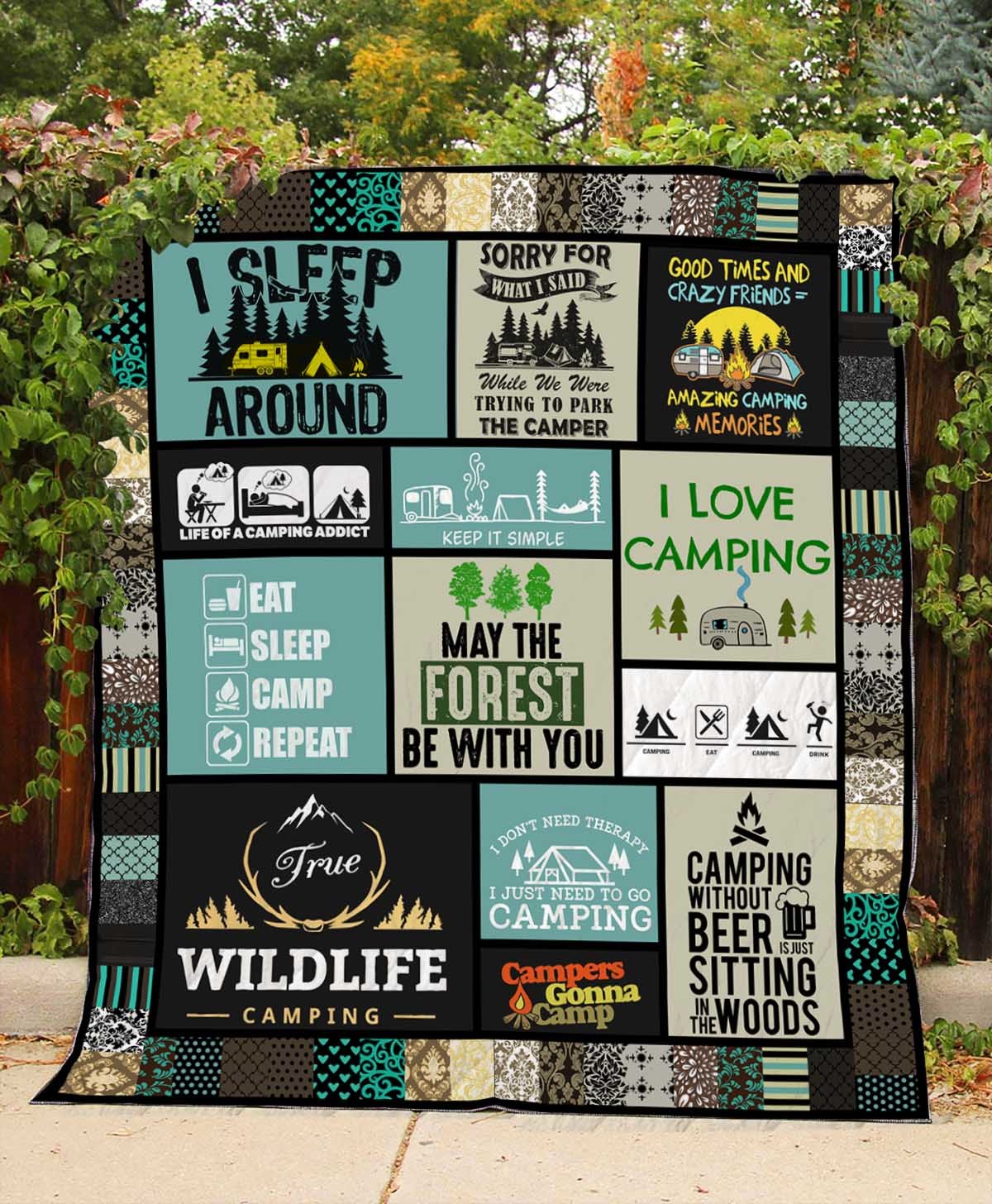 I love camping 3d   Quilt - Collection bedspread blanket coverlet comforter spread duvet Creative bedroom Home Decor
