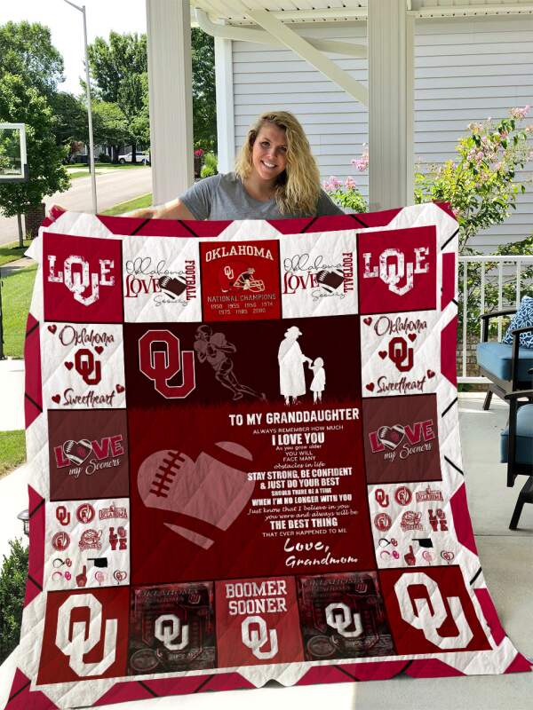 Oklahoma sooners to my granddaughter love grandmom 3d   Quilt - Collection comforter duvet Home Decor coverlet spread bedspread Creative bedroom blanket
