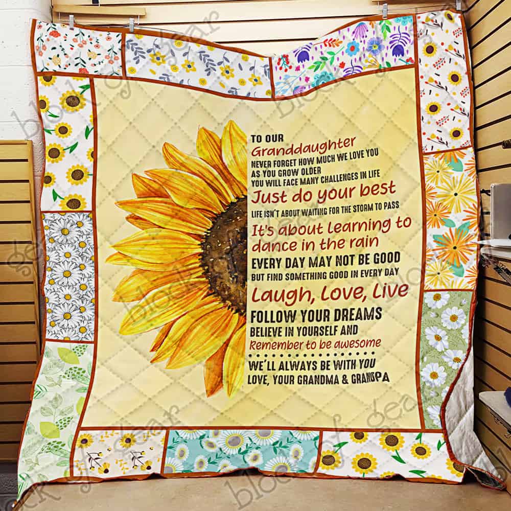Our sunshine granddaughter, love, grandmagrandpa 3d   Quilt - Collection blanket Creative bedroom Home Decor comforter spread bedspread coverlet duvet