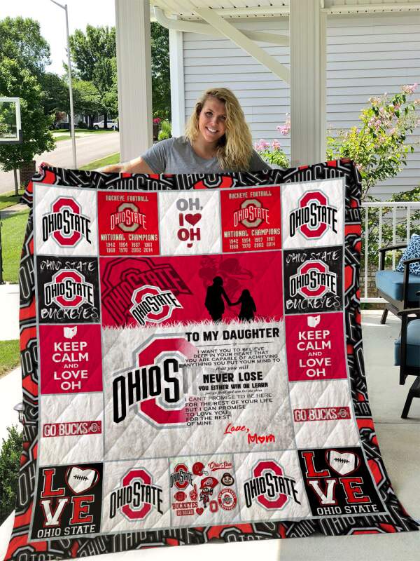 Ohio state buckeyes to my daughter love mom 3d   Quilt - Collection comforter Home Decor duvet spread coverlet blanket bedspread Creative bedroom