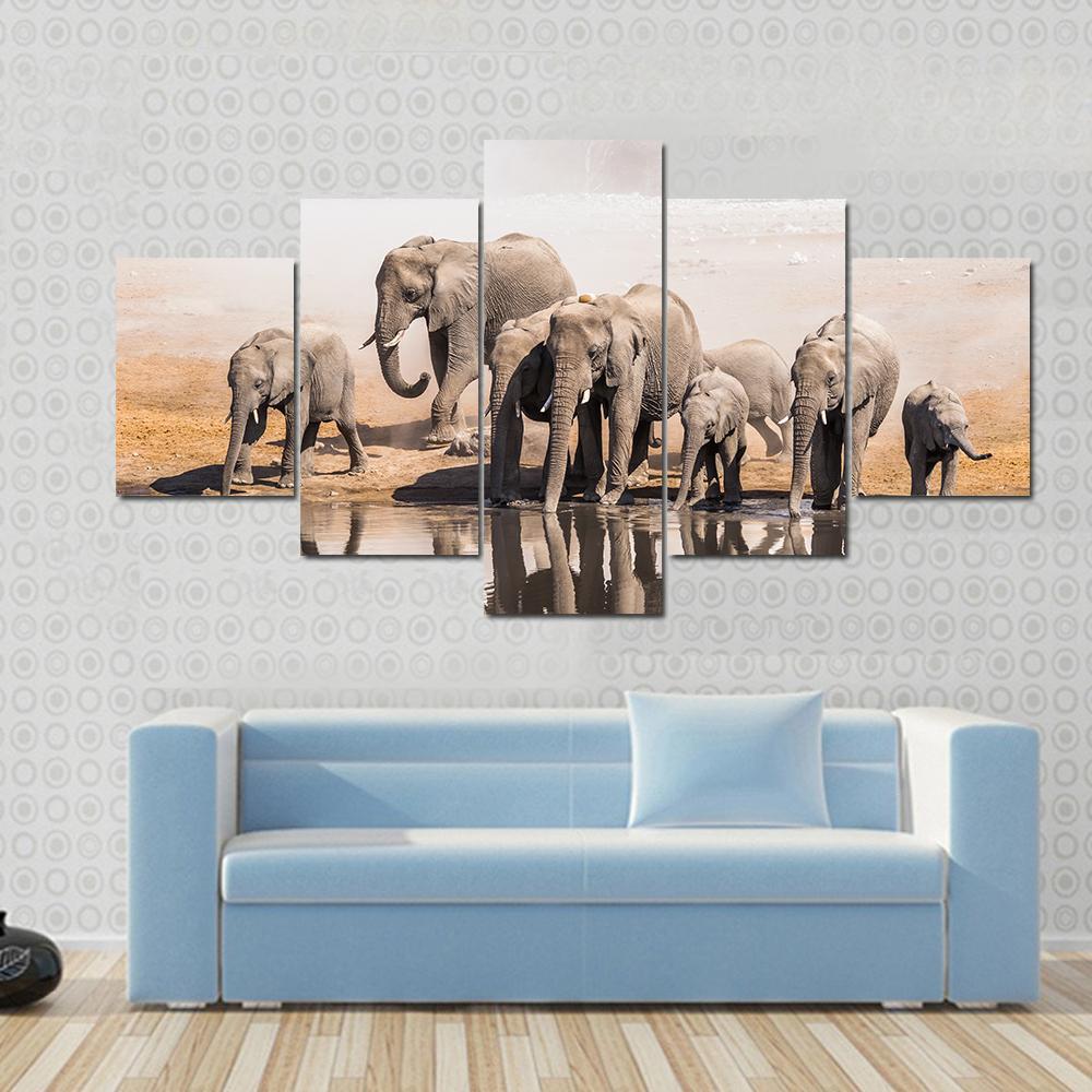 Family of african elephants  animal   Canvas Art - Collection Beautiful Room Wall Decor Creative Living Room