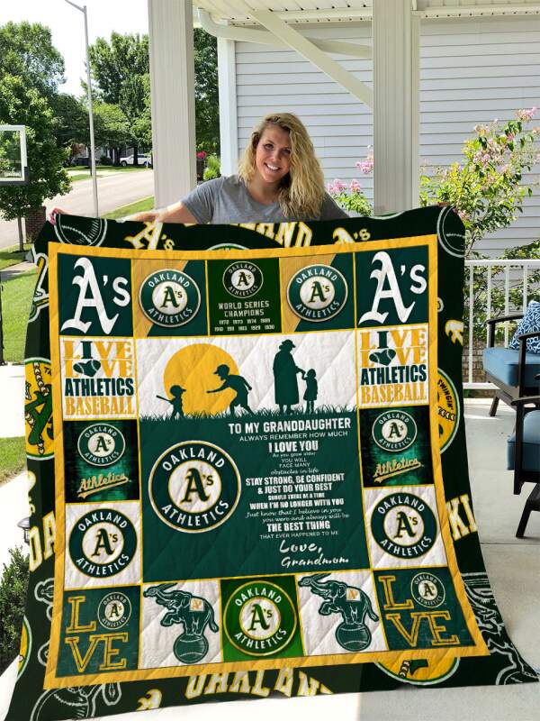 Oakland athletics to my granddaughter love grandmom 3d   Quilt - Collection Creative bedroom comforter spread coverlet bedspread duvet blanket Home Decor