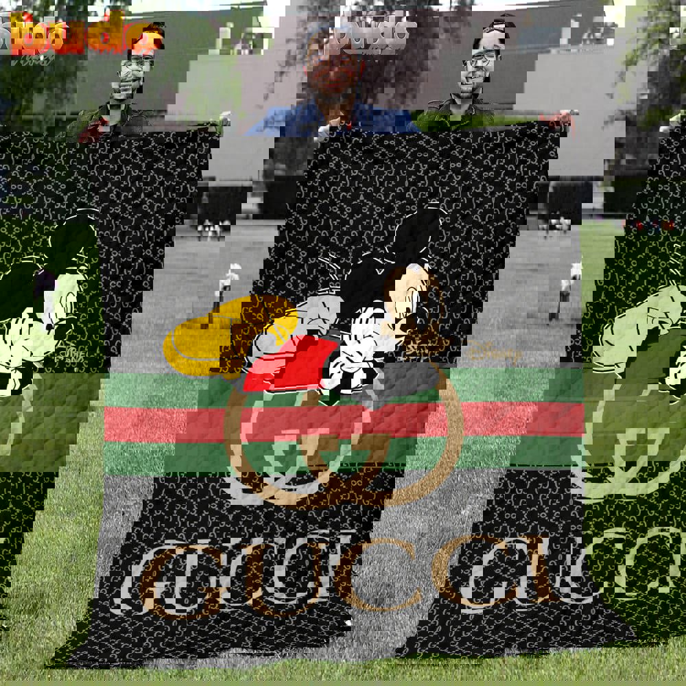 Gucci mickey mouse fashion luxury brand premium blanket fleece home decor