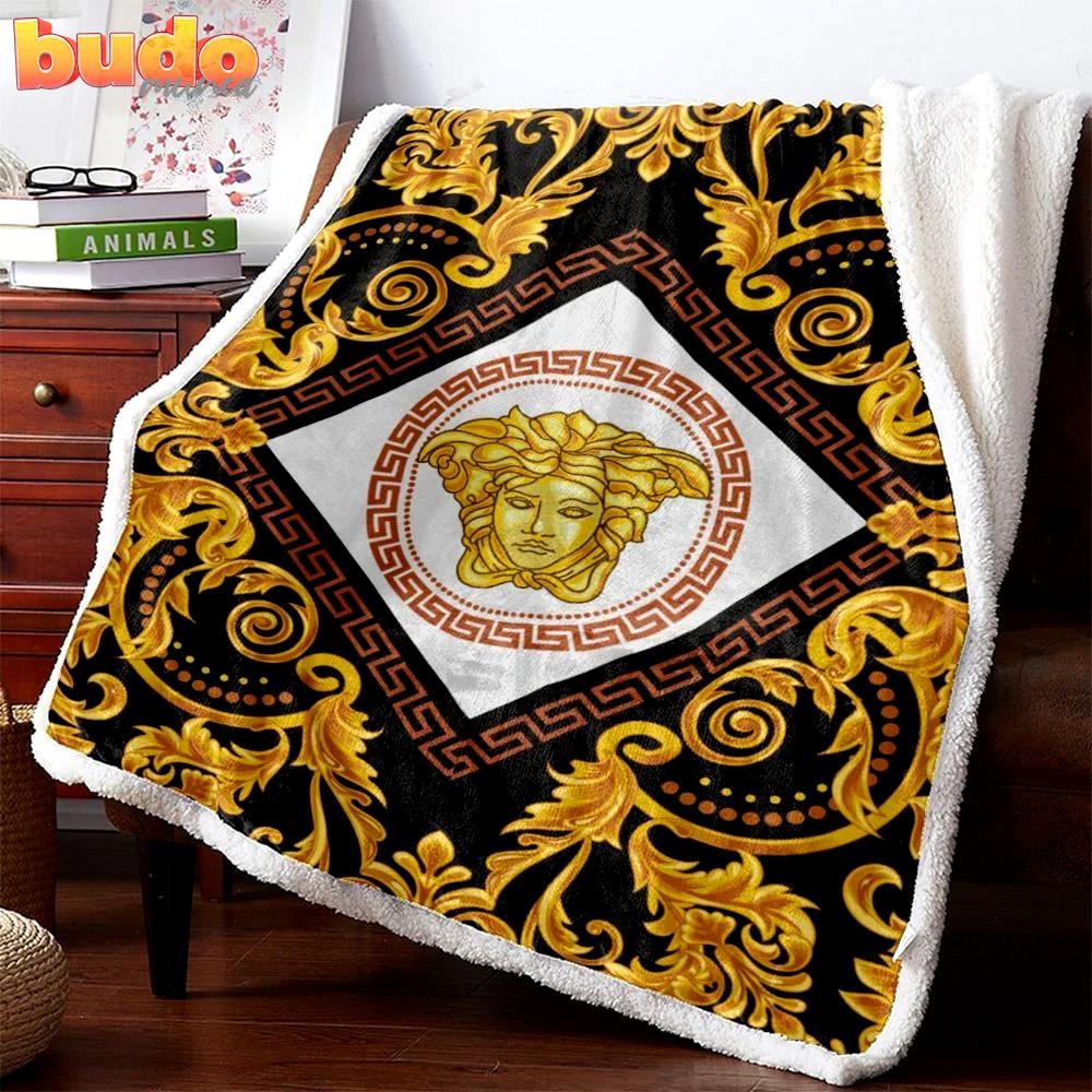 Versace golden premium blanket fleece home decor luxury brand