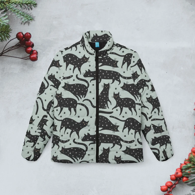 Mystical cat Puffer Jacket