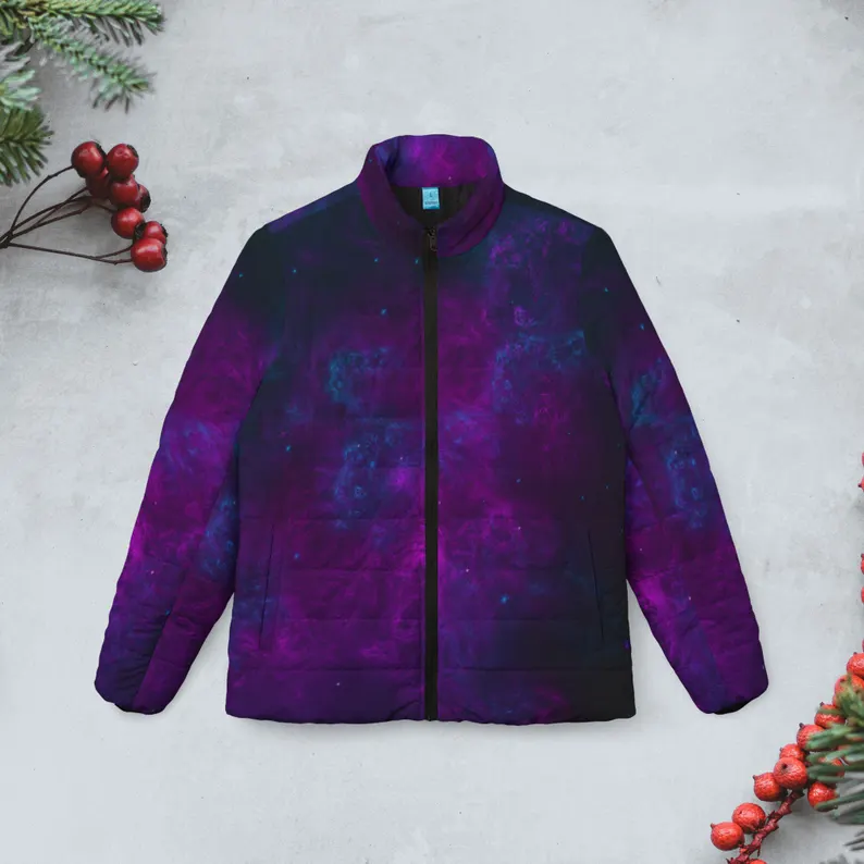 Galactic Cat Womens Puffer Jacket