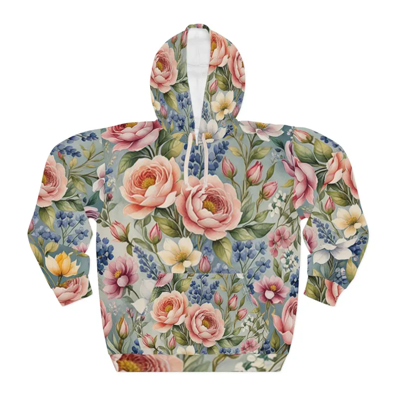 Floral Pattern All Over Print AOP Unisex Pullover Hoodie