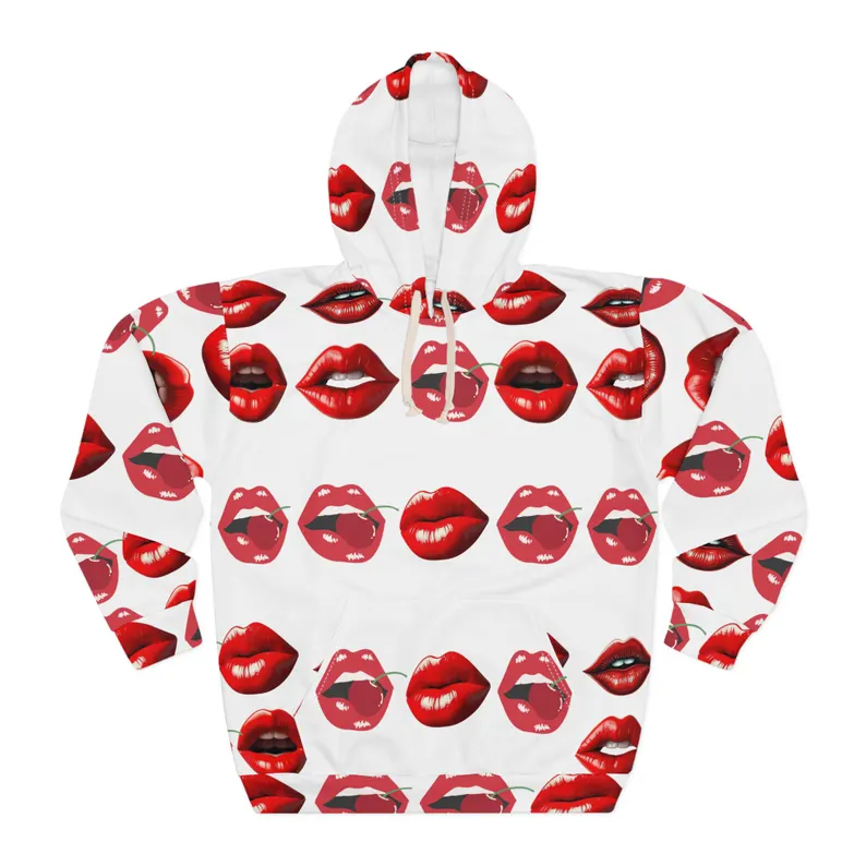 Flirty Lip Cherry All Over Print AOP Unisex Pullover Hoodie