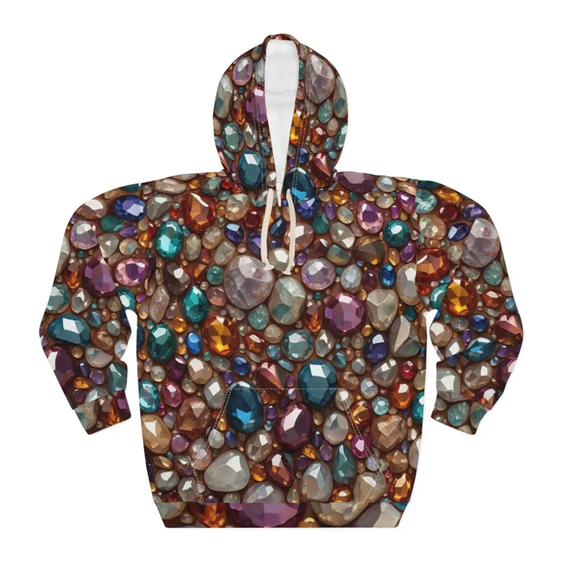 Sparkling Gemstone All Over Print AOP Unisex Pullover Hoodie