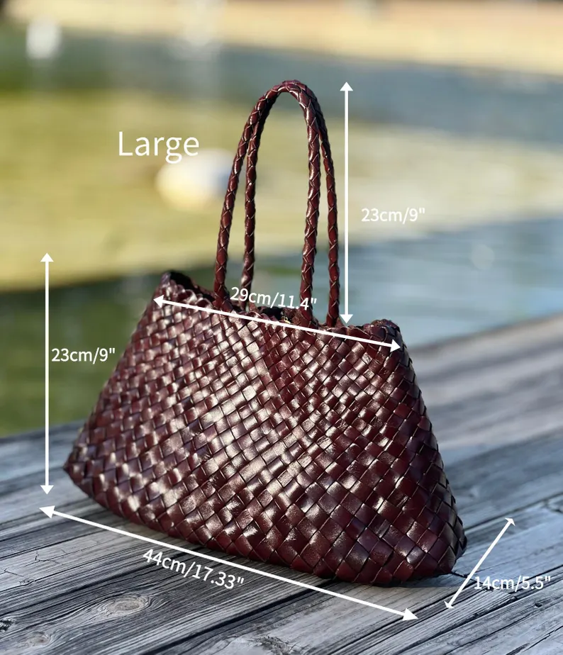 Mila Retro hand-woven first-layer cowhide shoulder bag