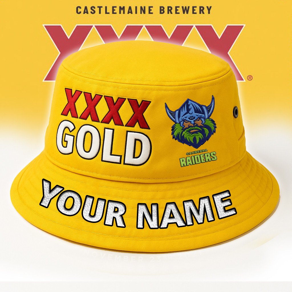 XXXX Gold x NRL Canberra Raiders Personalized Premium Bucket Hat For Fan - Limited Edition