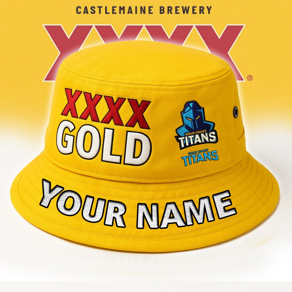 XXXX Gold x NRL Gold Coast Titans Personalized Premium Bucket Hat For Fan - Limited Edition