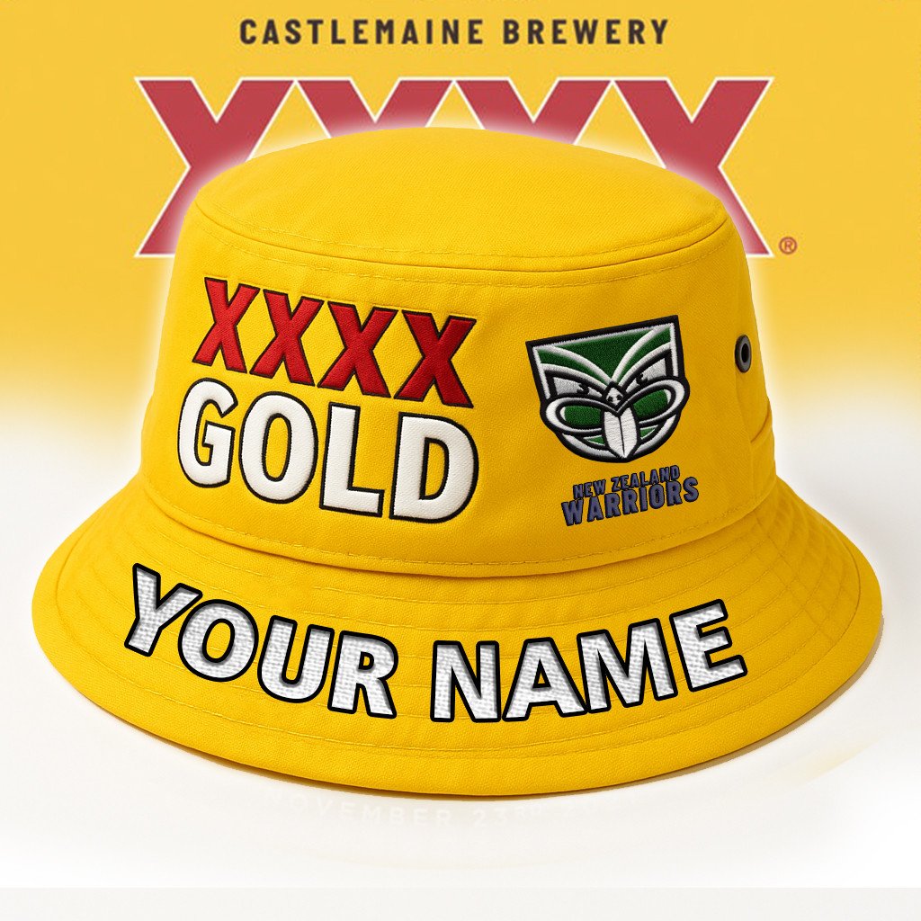 XXXX Gold x NRL New Zealand Warriors Personalized Premium Bucket Hat For Fan - Limited Edition