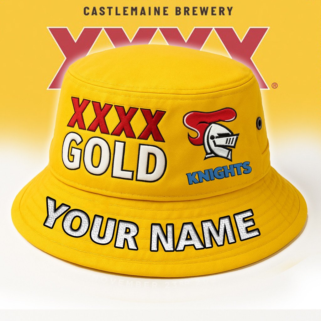 XXXX Gold x NRL Newcastle Knights Personalized Premium Bucket Hat For Fan - Limited Edition