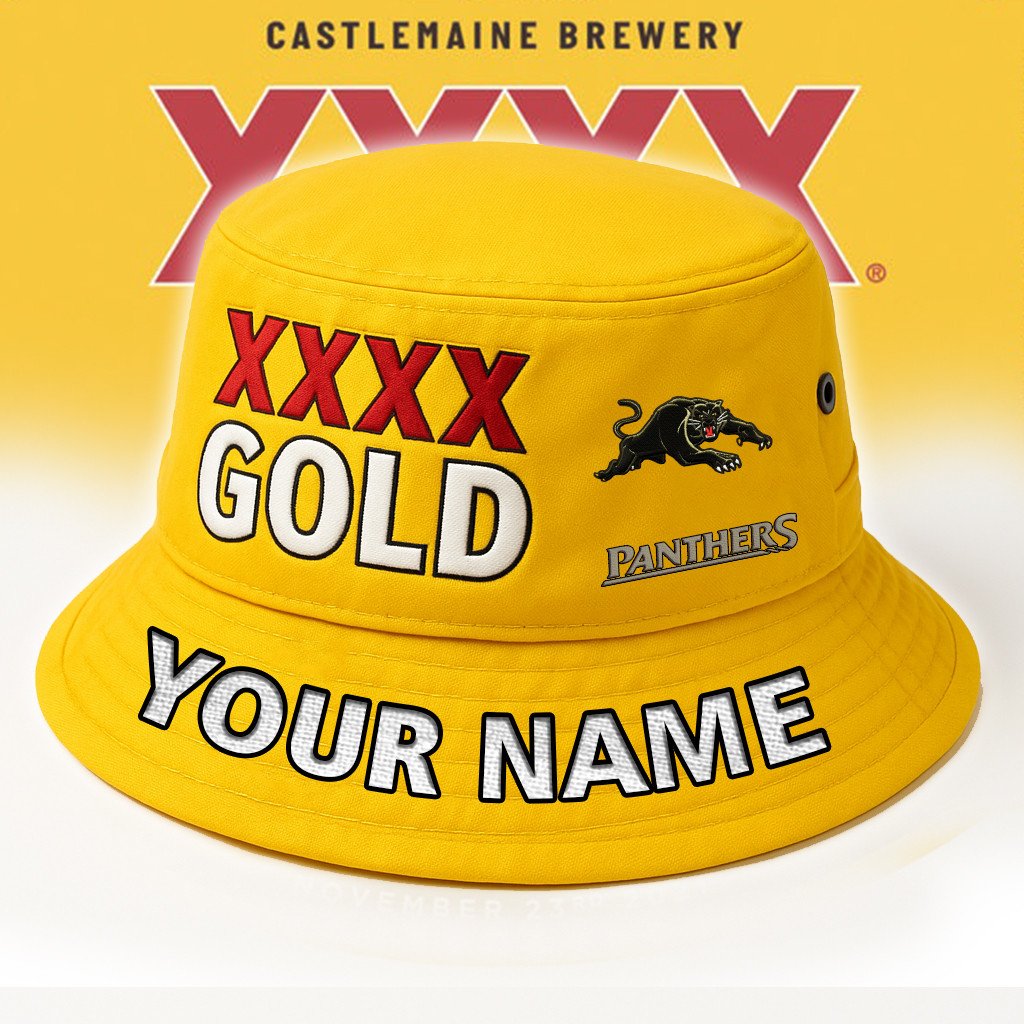 XXXX Gold x NRL Penrith Panthers Premium Personalized Bucket Hat For Fan - Limited Edition