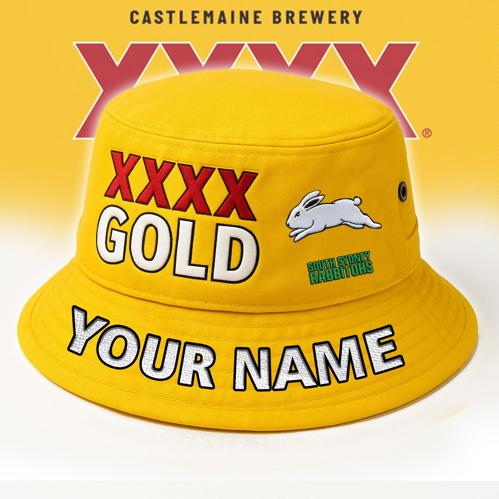XXXX Gold x NRL South Sydney Rabbitohs Personalized Premium Bucket Hat For Fan - Limited Edition