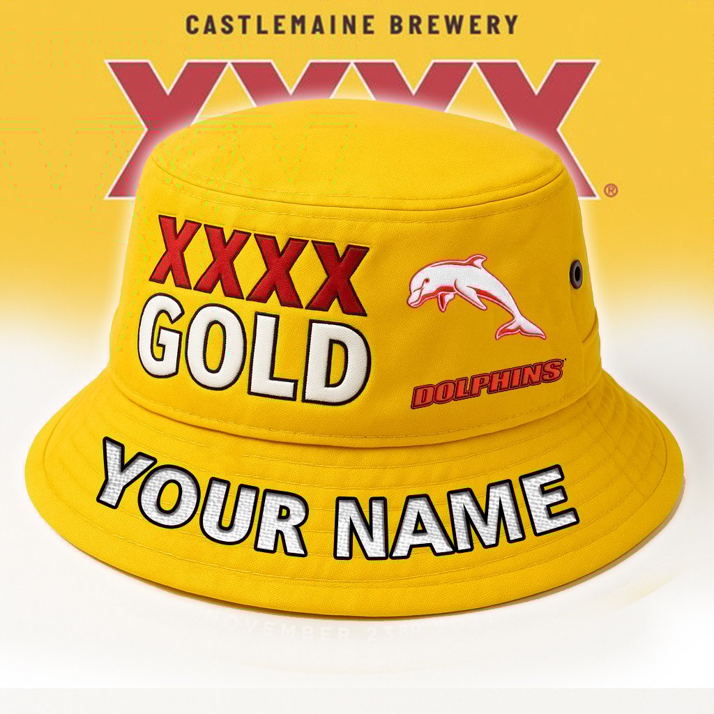 XXXX Gold x NRL The Dolphins Personalized Premium Bucket Hat For Fan - Limited Edition