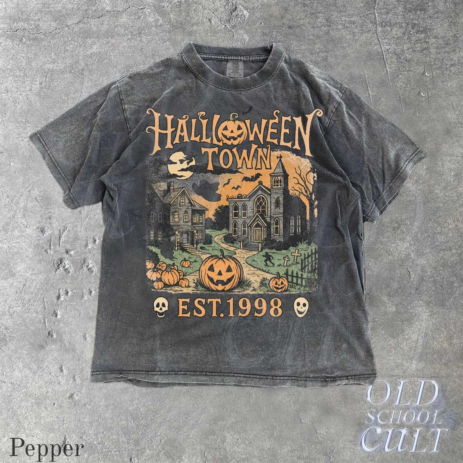 Halloweentown Est 1998 Vintage 90s Style Graphic T-Shirt, Retro Comfort Colors® Halloween University Spooky Unisex Top, Halloween Spooky Tee