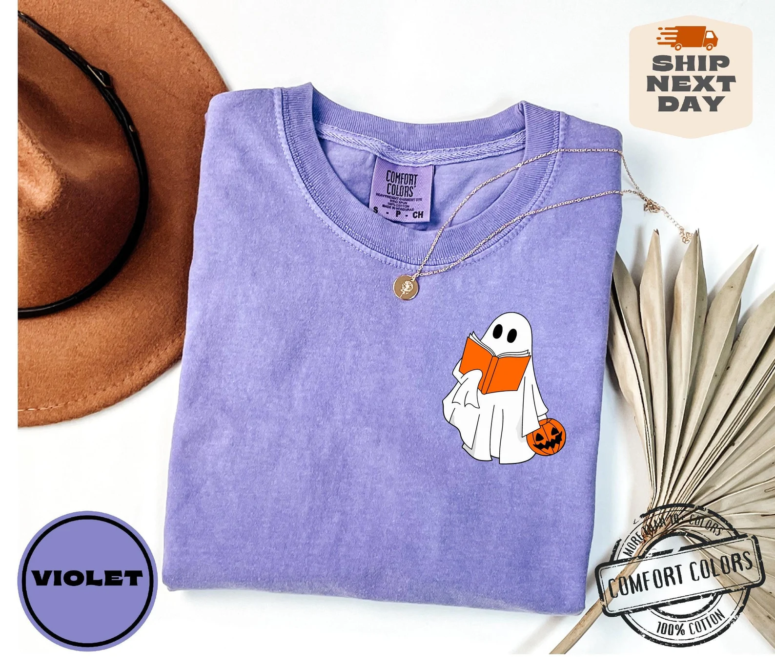Ghosts Reading Books Comfort Colors®, Cute Little Ghost Shirt, Book Lover Sweatshirt, Womens Halloween Gift, Retro Ghost Halloween, Fall Tee
