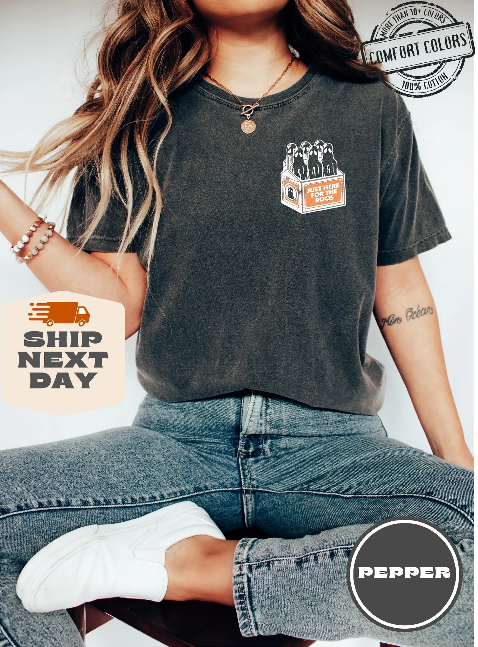 Just Here For Boos Comfort Colors®, Halloween Ghost Shirt, Womens Halloween Shirt, Cute Fall, Spooky Season Gift