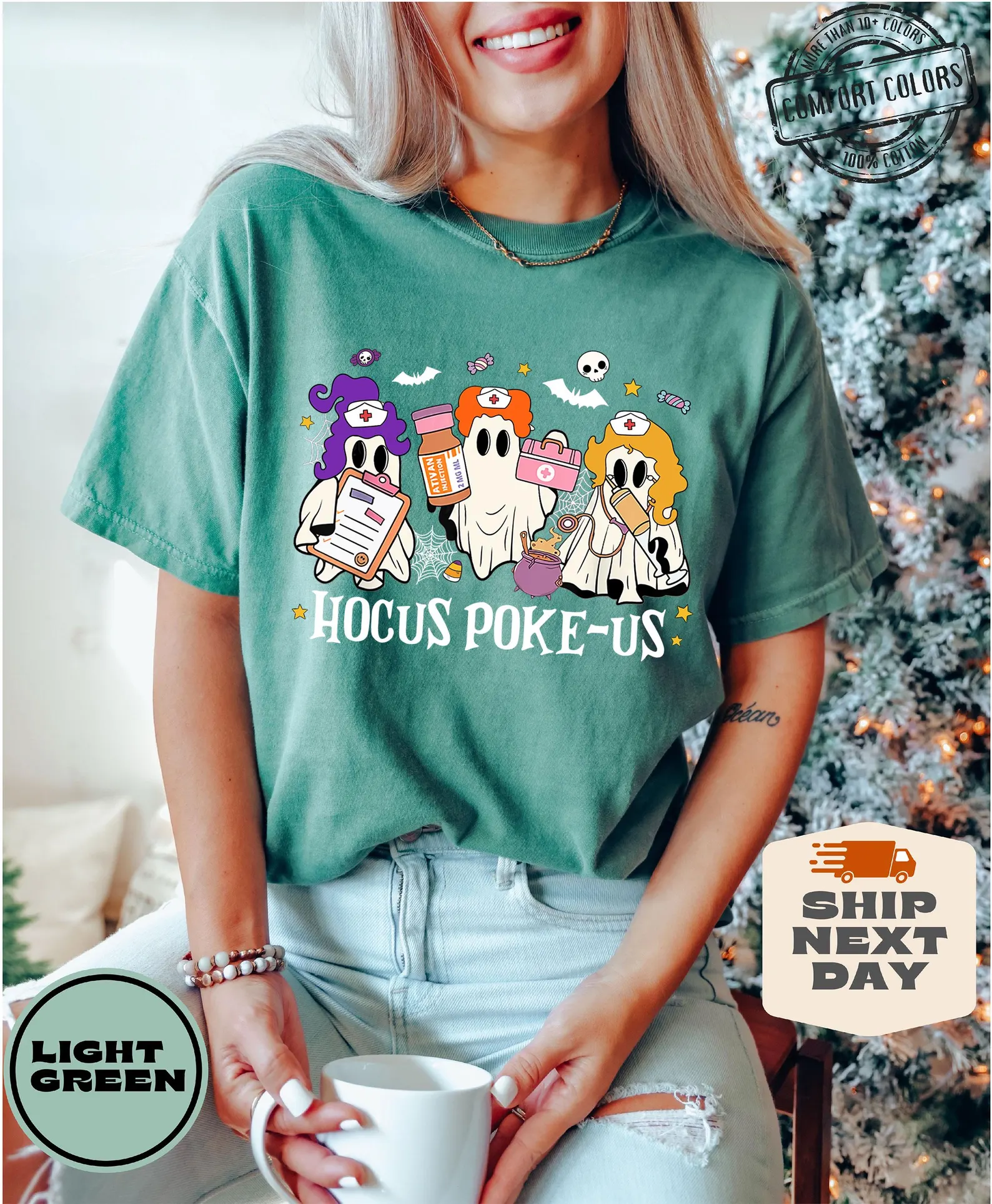 Hocus Poke-us Witch Nurse Halloween Comfort Colors®, Spooky Nurse Shirt, Ghost Nurse ,Halloween Nurse Shirt