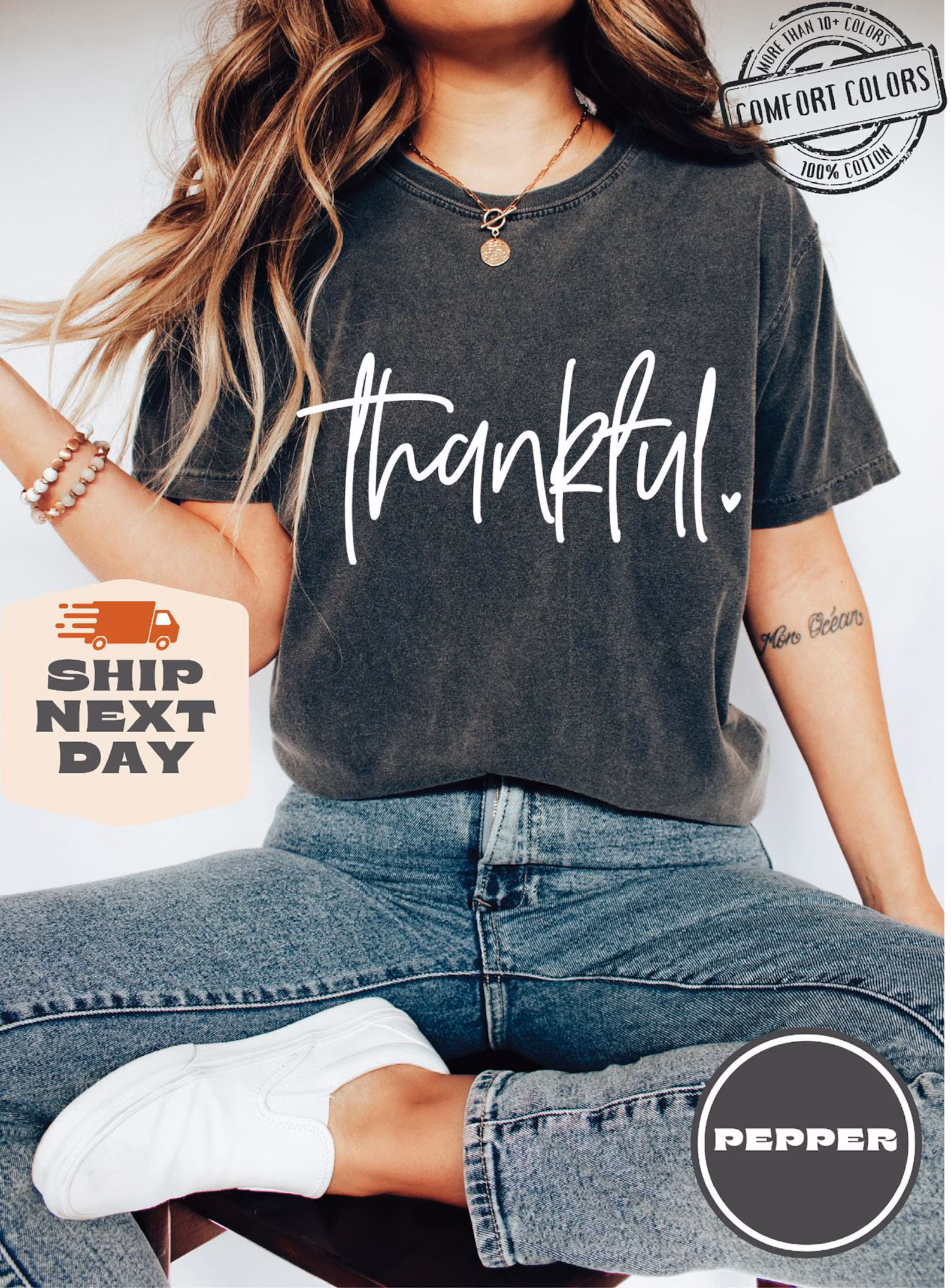 Thankful Shirt Comfort Colors®, Womens Thanksgiving Shirt, Women Thankful Gift