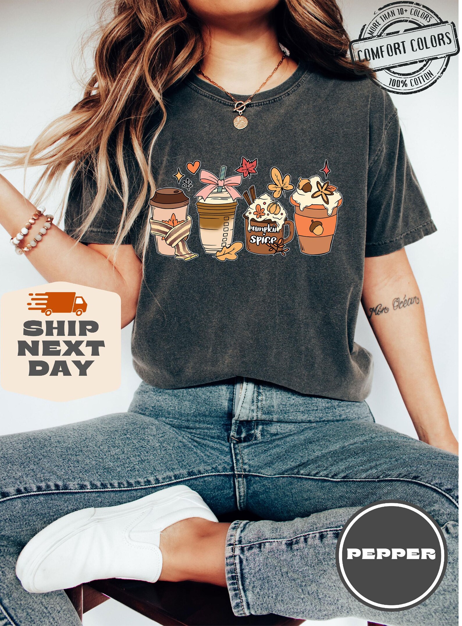 Fall Coffee Shirt Comfort Colors®, Fall Crewneck Pumpkin Spice, Autumn Women Sweatshirt, Pumpkin Spice Latte Drink, SPL Coffee Lover Shirt