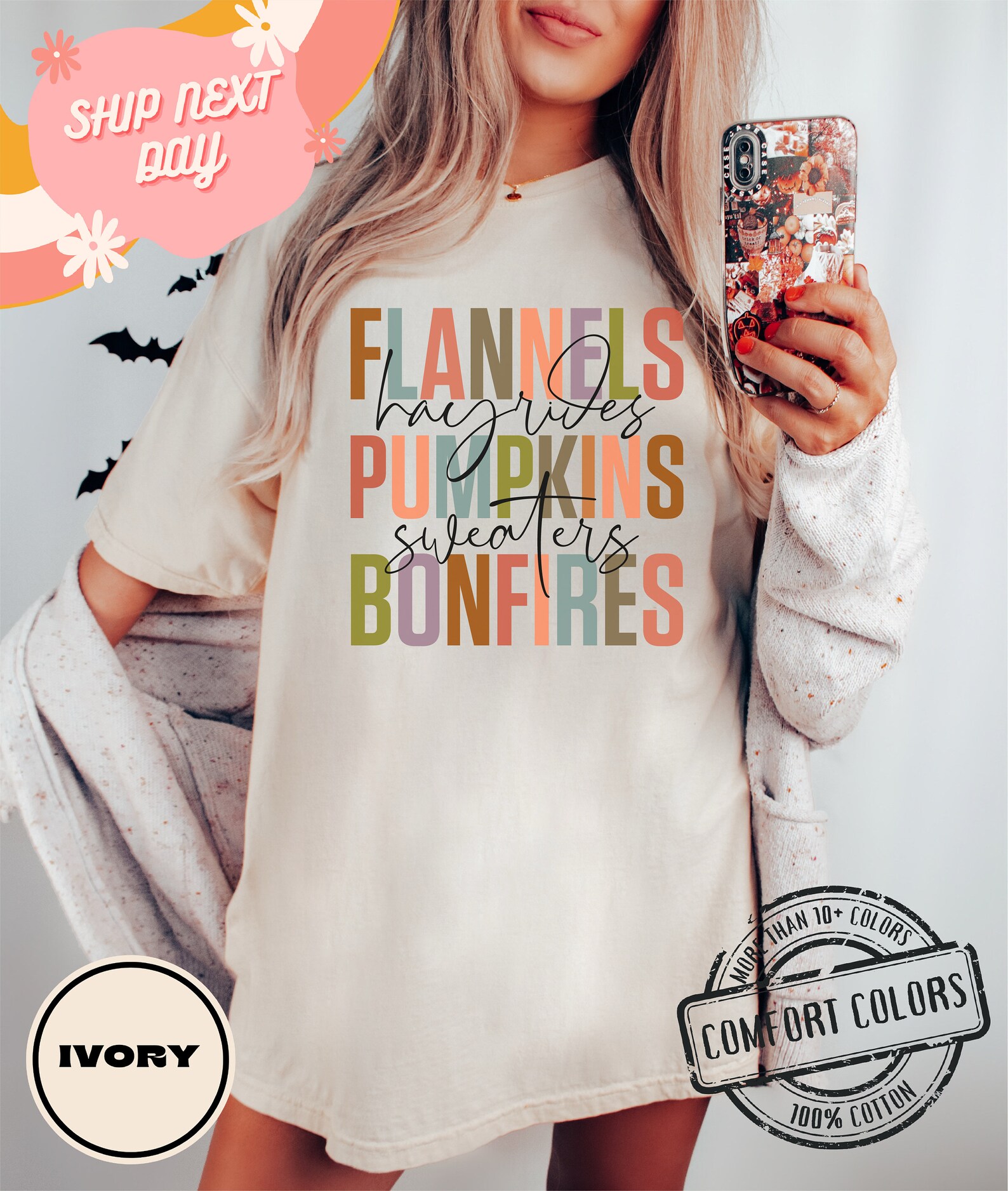 Flannels Hayrides Pumpkins Sweaters Bonfires Shirt, Autumn Comfort Colors, Thanksgiving Tshirt, Thanksgiving Family Matching, Fall Shirts