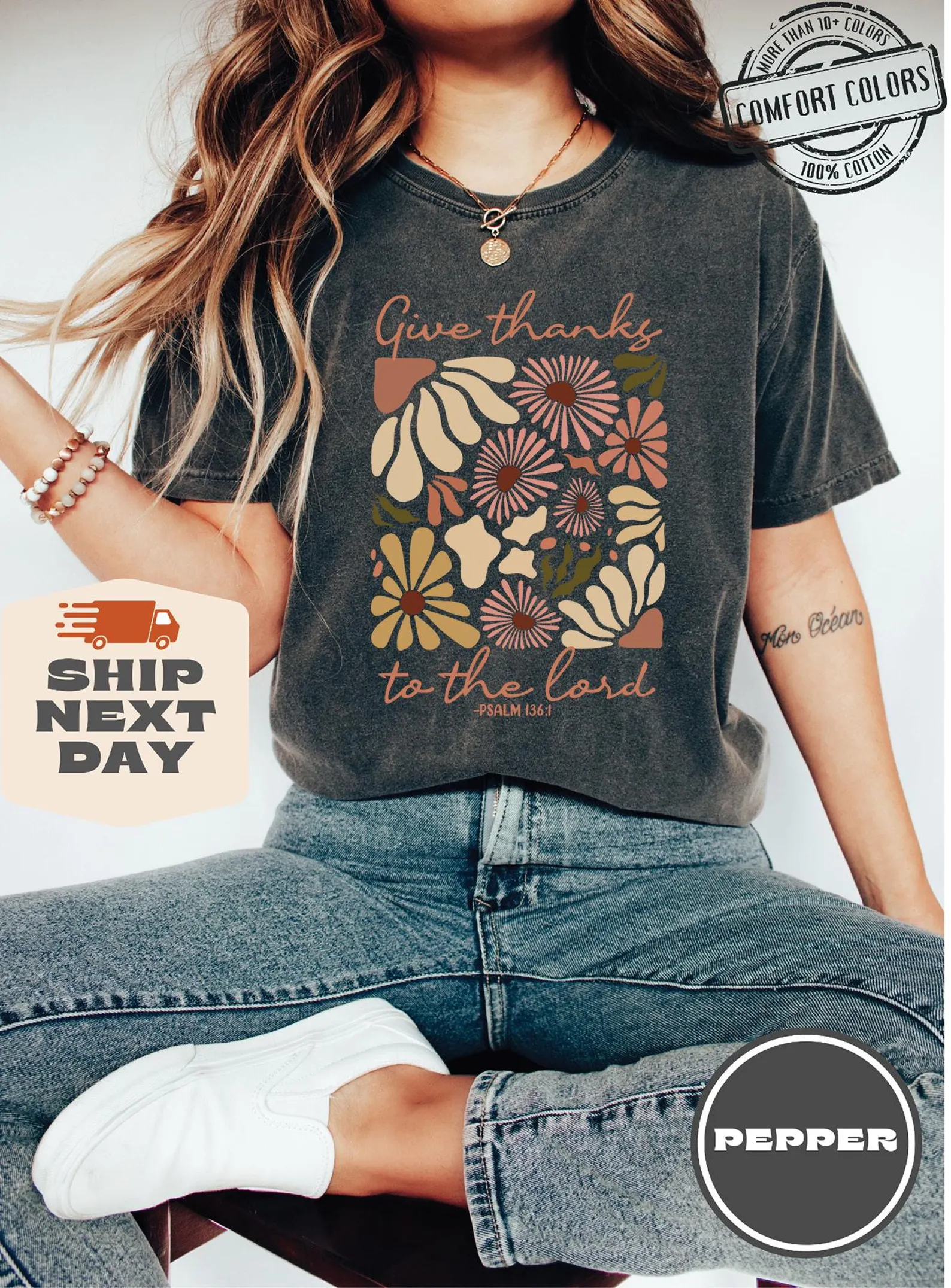 Give Thanks To The Lord Comfort Colors®, Thanksgiving Shirt, Thanksgiving Family Crewneck, Bible Verse Sweatshirt, Christian Thankful Shirt