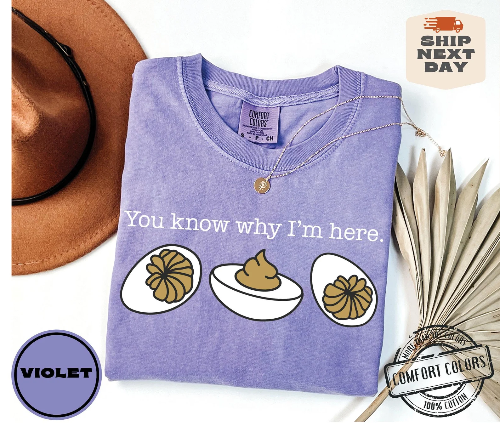 You Know Why I'm Here Comfort Colors®, Thanksgiving Sweatshirt, Woman Thanksgiving Shirt, Deviled Eggs Shirt, Thanksgiving Dinner Crewneck