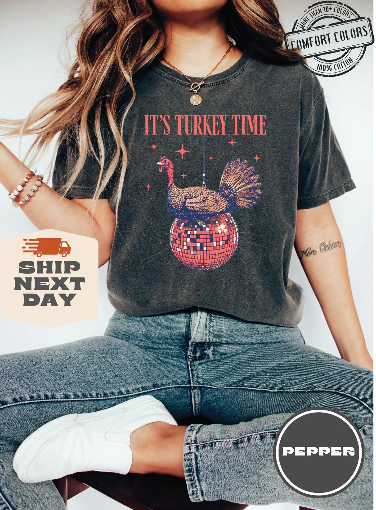 It’s Turkey Time Comfort Colors®, Thanksgiving Sweatshirt, Funny Food Crewneck, Thanksgiving Gift idea, Turkey Shirt, Woman thanksgiving Tee
