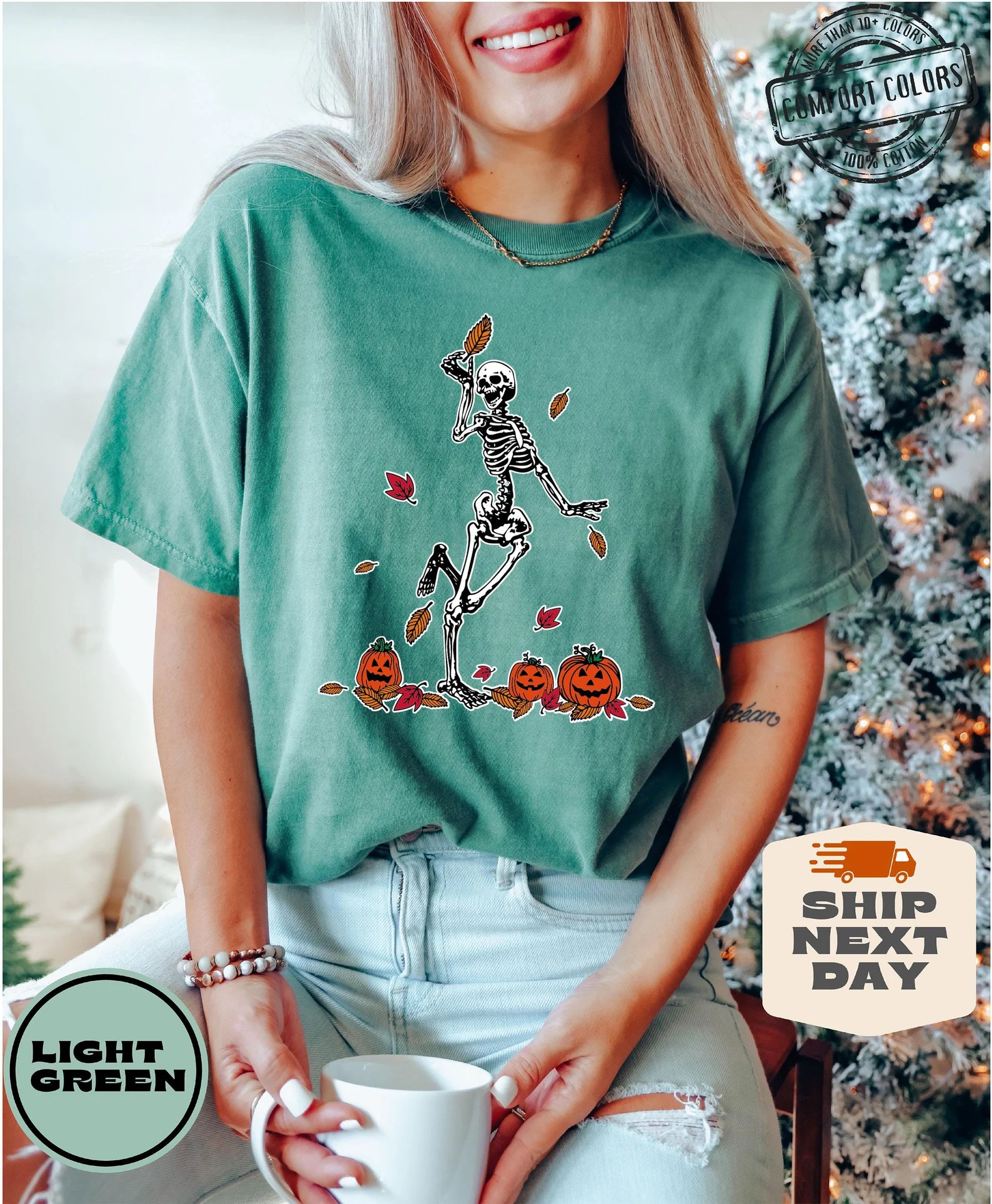 Comfort Colors® Dancing Skeleton Shirt, Retro Halloween t-shirt, Vintage spooky season, Funny Skeleton Halloween Shirt, Gift For Halloween