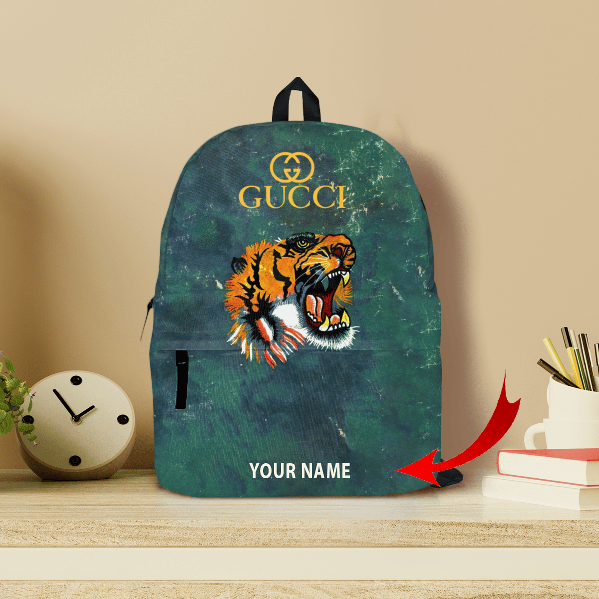 Gucci mickey brown customized all-over-printed backpack