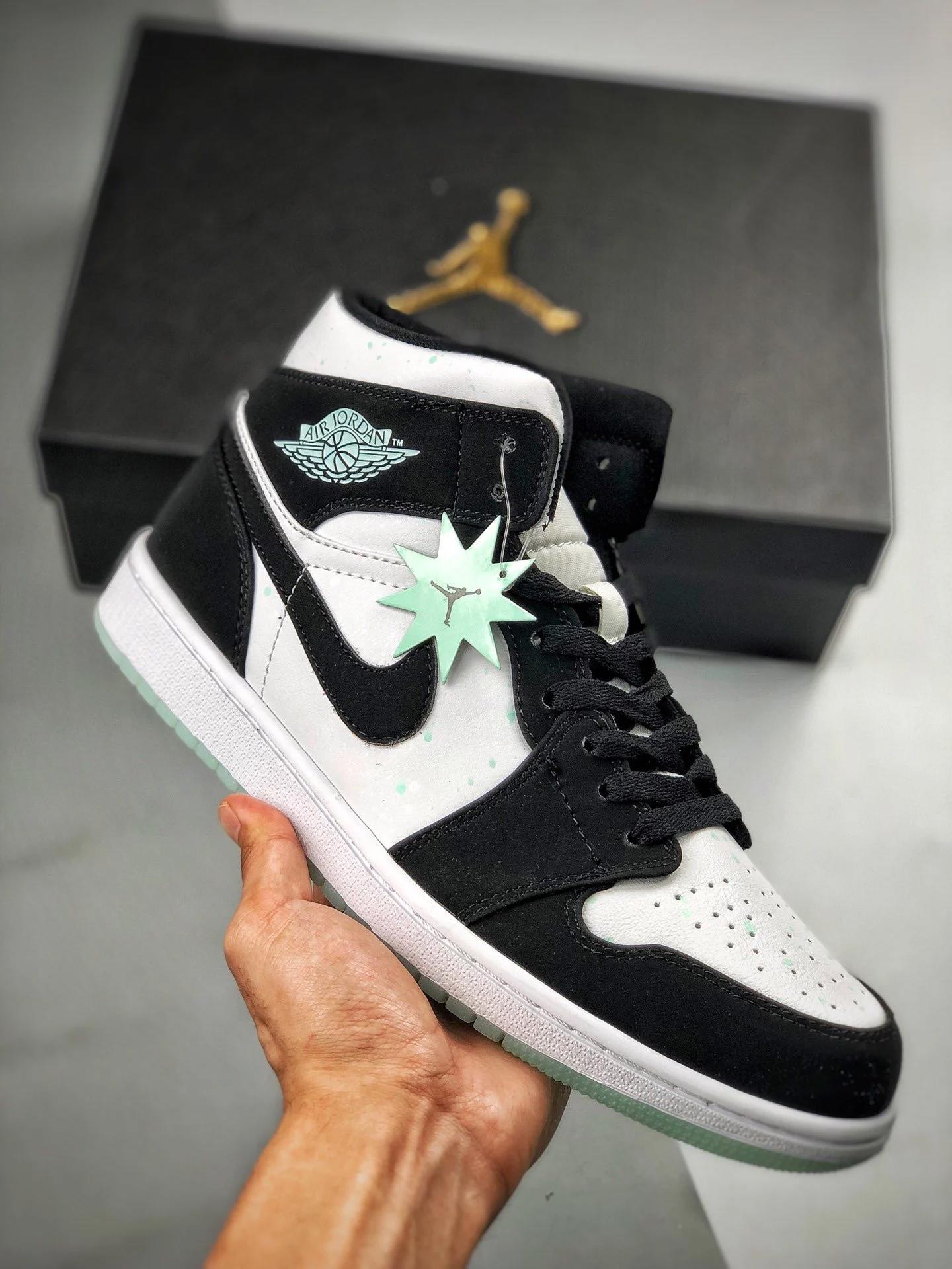 jordan 1 mid white black teal tint