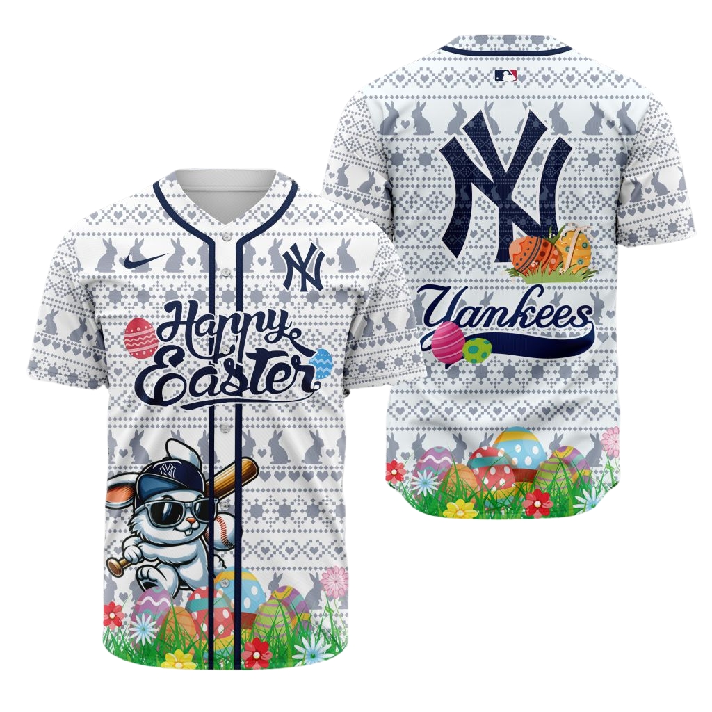 Premium MLB New York Yankees Happy Easter Baseball Jersey - NYY084