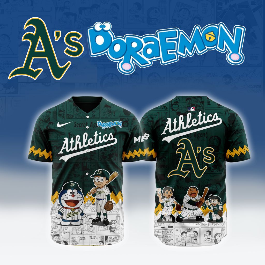 Premium MLB Oakland Athletics X Doraemon Baseball Jersey - OA090