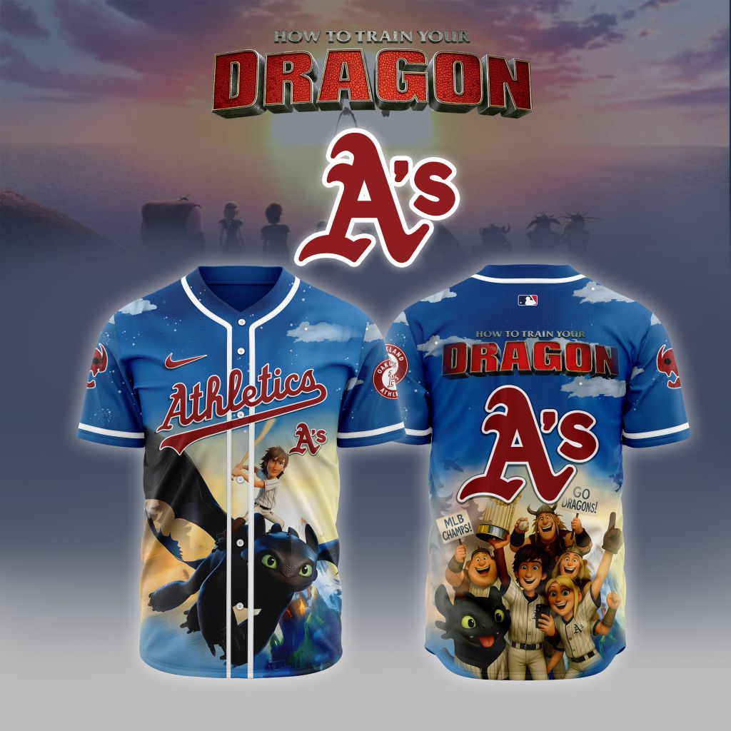 Premium MLB Oakland Athletics X How To Train Your Dragon Baseball Jersey - OA095