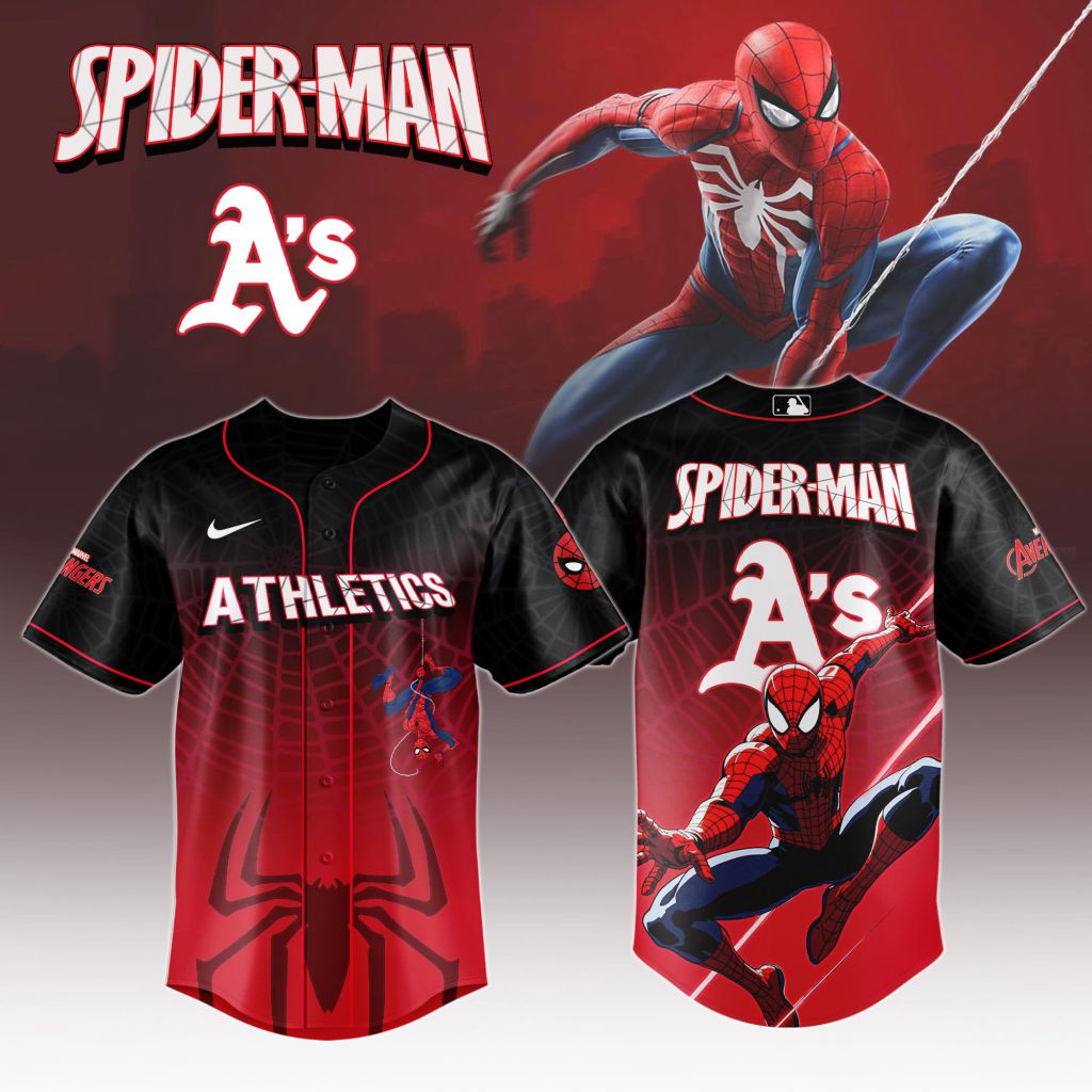 Premium MLB Oakland Athletics X Spider-Man Baseball Jersey - OA0103