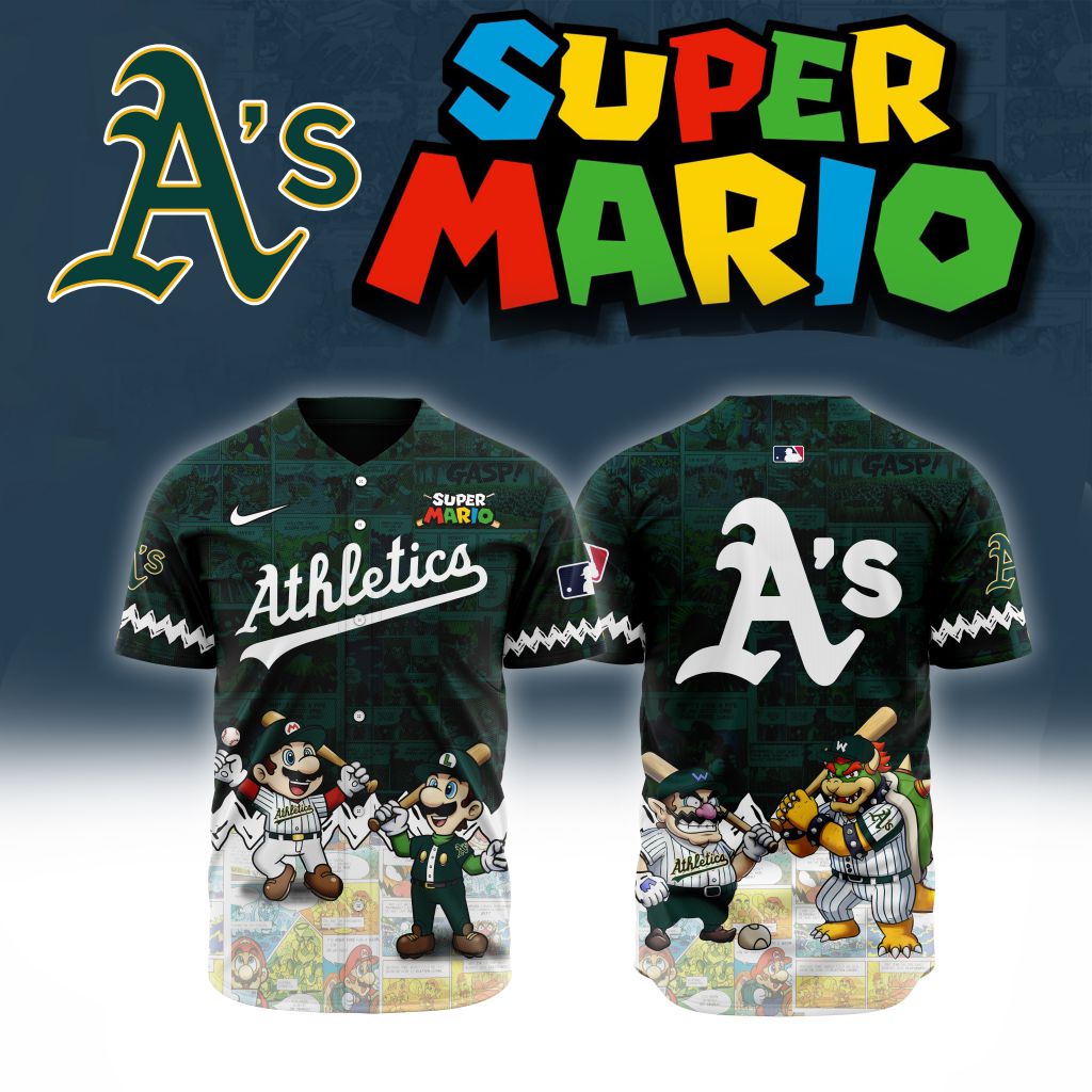 Premium MLB Oakland Athletics X Super Mario Baseball Jersey - OA0107