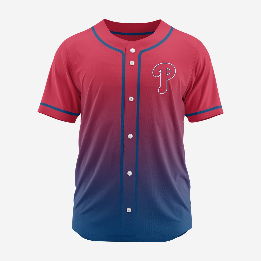 MLB Philadelphia Phillies Personalized Gradient Design Baseball Jersey - PP014