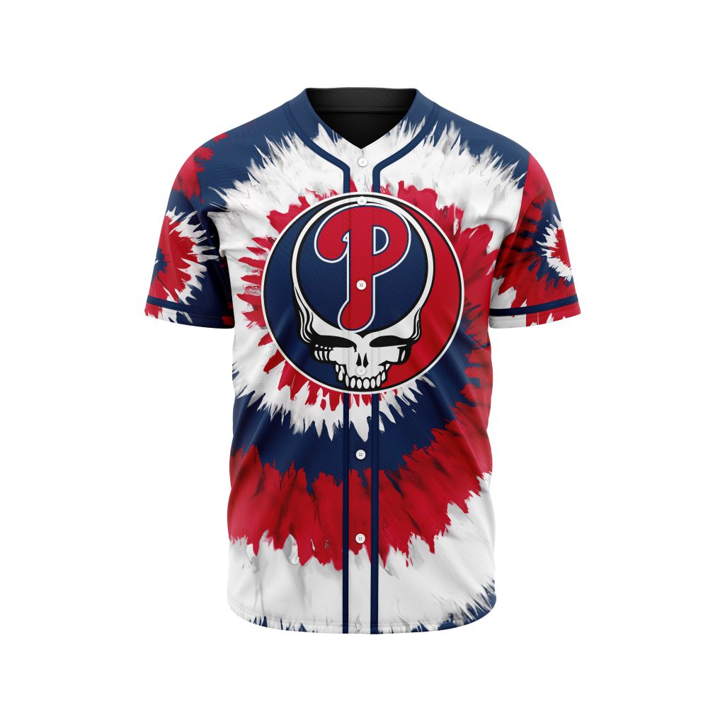 MLB Philadelphia Phillies Special Grateful Dead Design Baseball Jersey - PP044