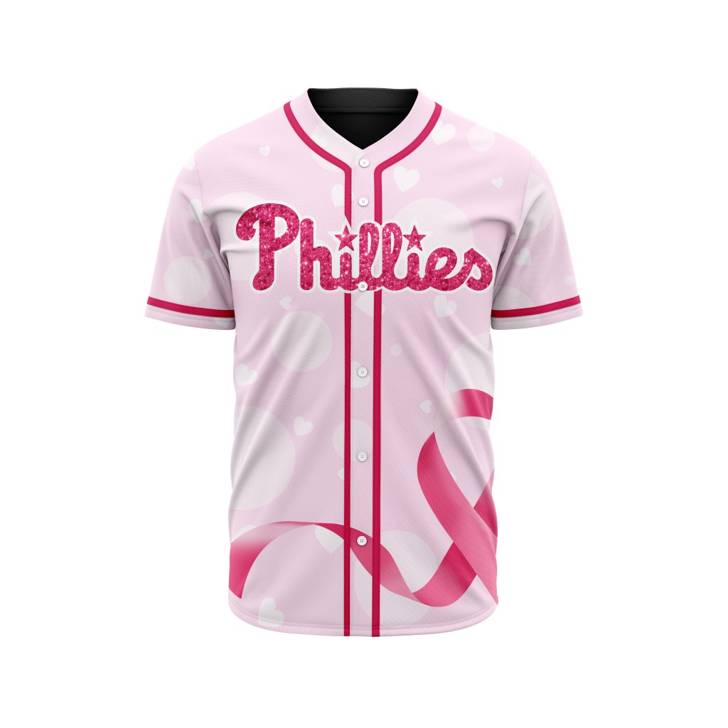 MLB Philadelphia Phillies Special Pink Design Fight Breast Cancer Baseball Jersey - PP055